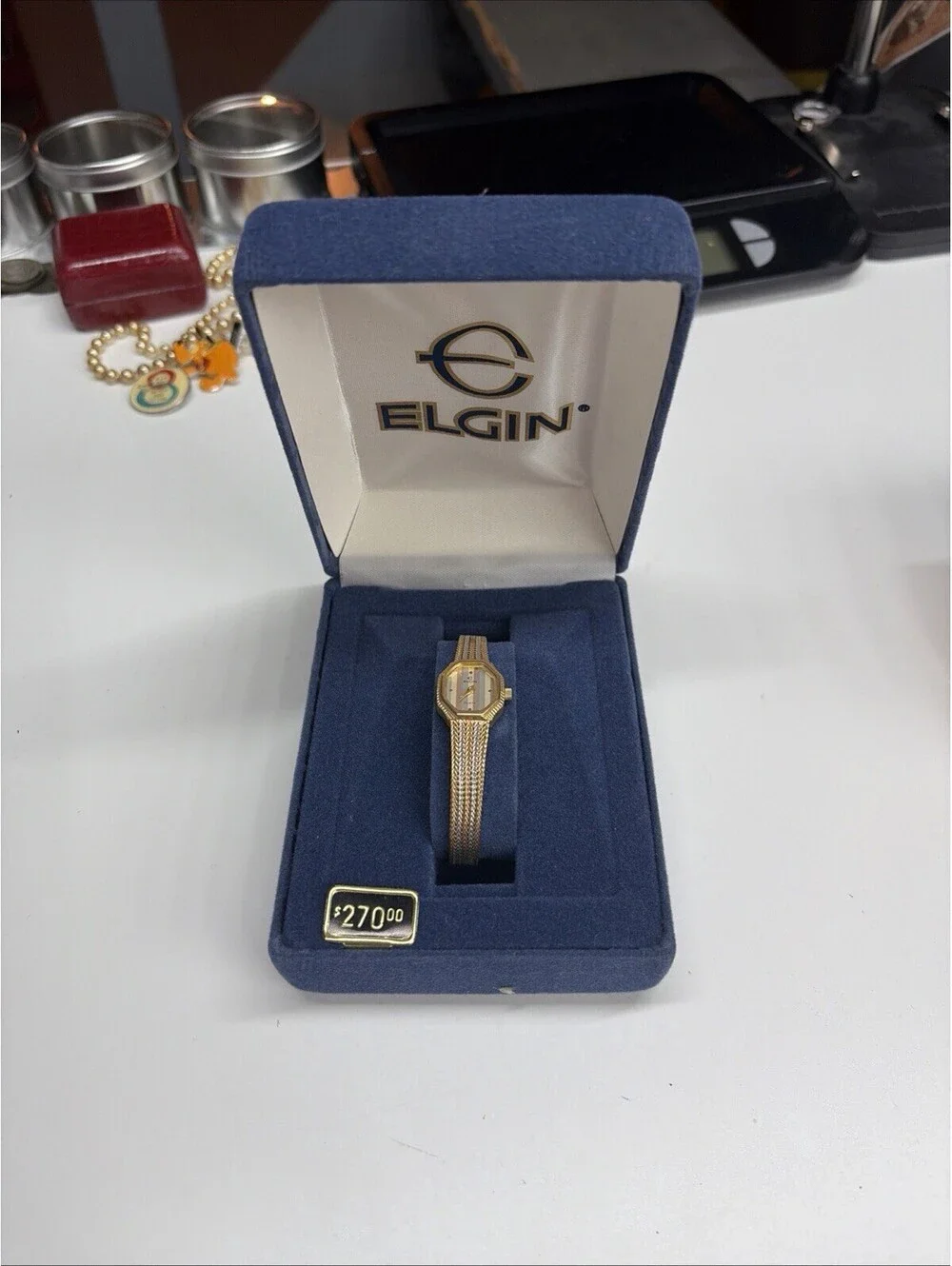 Vintage Elgin Trio-Color Octagon Case Quartz Ladies Watch NIB